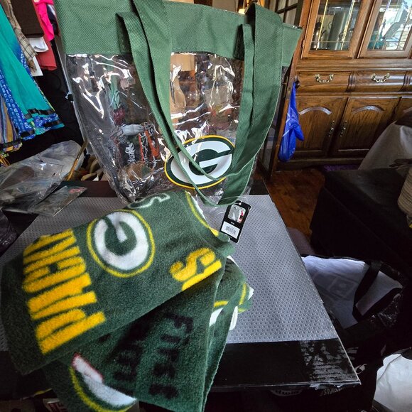 NWT NFL GREEN BAY PACKERS Clear Reusable Stadium Tote Bag and Material - Picture 4 of 6